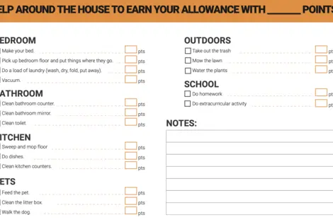 Earn Your Allowance Checklist