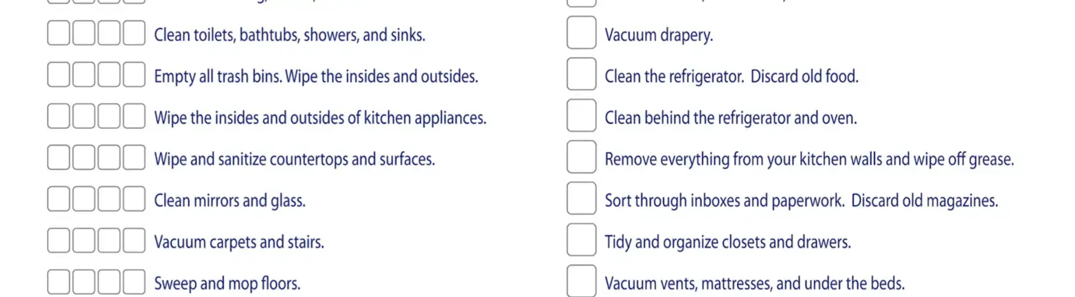 Weekly and Monthly Cleaning Checklists