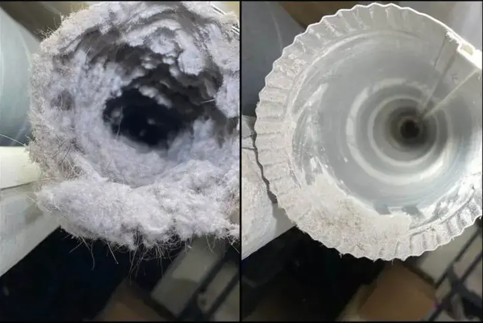 Dryer Vent Before and After Cleaning